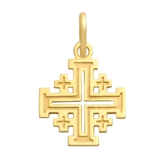 Złoty krzyżyk Jerozolimski rzeźbiony próby 585